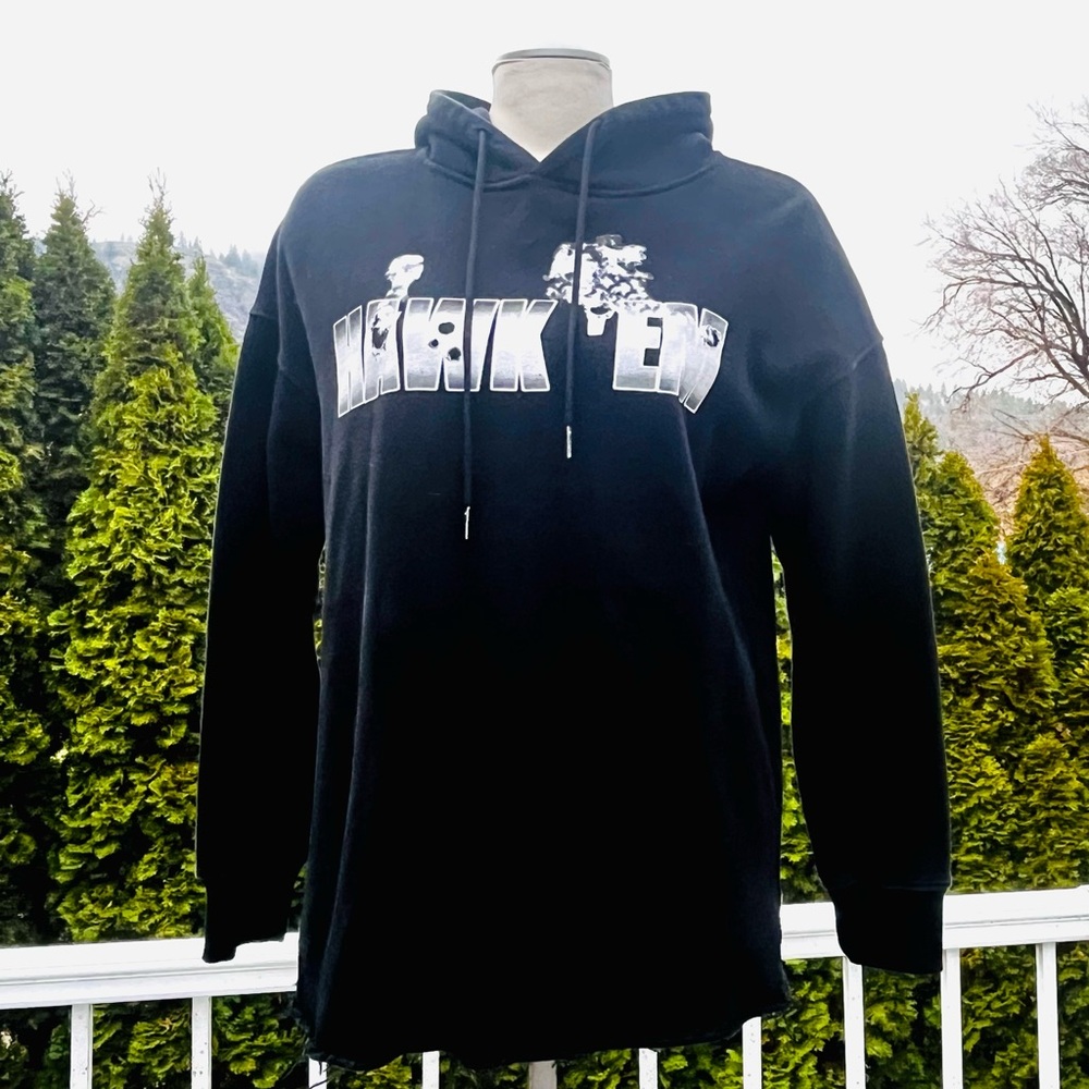 VLONE | HAWK EM Black Hoodie with White Graphics | 100% Cotton | Size Medium